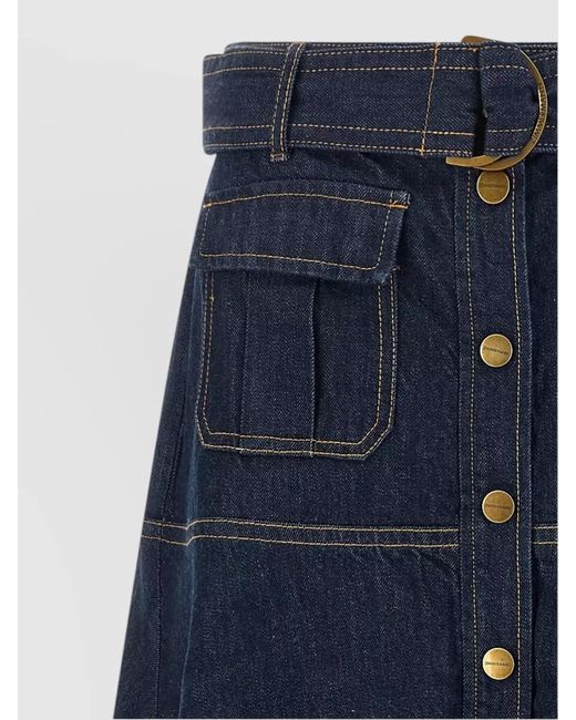 Zimmermann Blue Denim High-Rise A-Line Midi Skirt