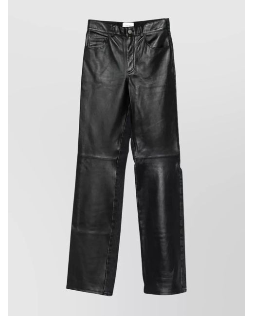 Haikure Gray Leather Panelled Straight Trousers