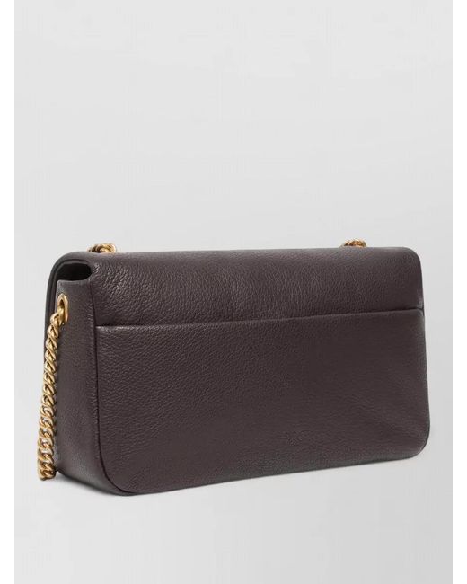 Pinko Gray Love Bag Click Leather Shoulder Bag
