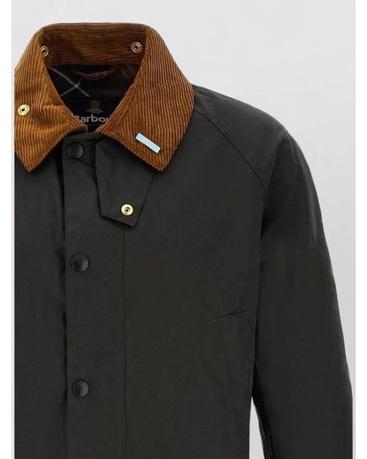 Barbour Black Ashby Icons Water Resistant Jacket Corduroy Collar for men