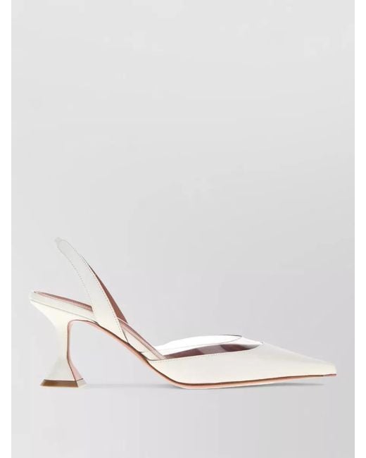 AMINA MUADDI Pink Lara Nappa Leather Mules Transparent Heel