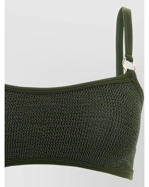 Hunza G Green Iris Bikini Ring Detail Textured Design