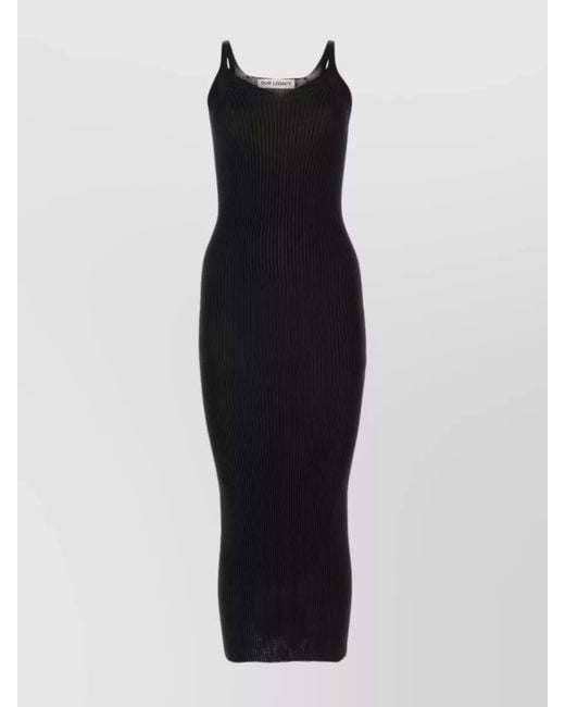 Our Legacy Black Ribbed V-Neck Sleeveless Maxi Dress
