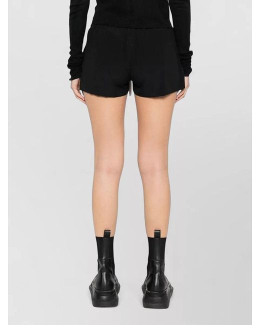 Rick Owens Black Layered Hem Shorts Featuring Side Pockets