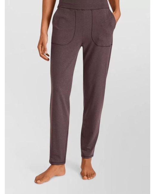 Calida Purple Pants Elastic Waistband Seam Detailing Pockets