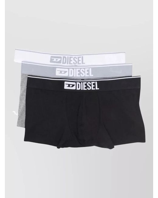 DIESEL Black Stretch Cotton Boxer Briefs 3-Pack for men