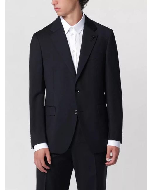 Lardini Blue Tailored Suit Slim Fit Notched Lapels for men