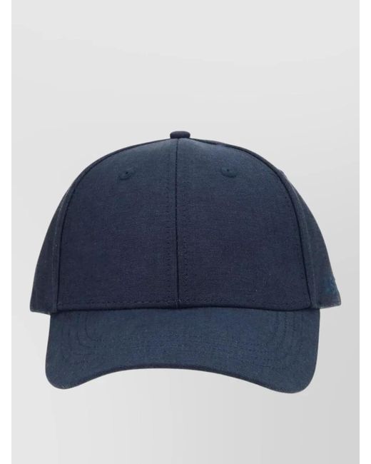 Aspesi Blue Cotton Baseball Cap Curved Brim Eyelets for men