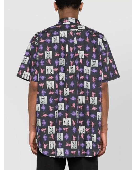 Comme des Garçons Blue Cotton Printed Short-Sleeve Shirt for men