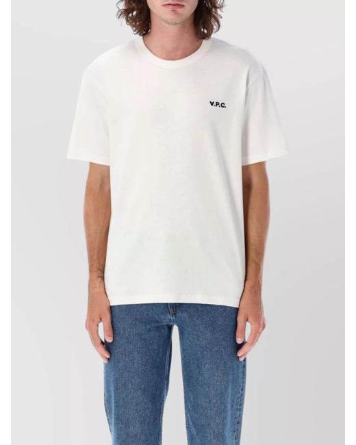 A.P.C. White Cotton Boxy Logo-Print Crew-Neck T-Shirt for men