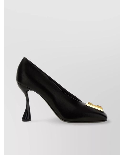 BALMAIN 25S METAL STRAP HIGH HEELS 95MM IN BLACK SUEDE GOLD HARDWARE