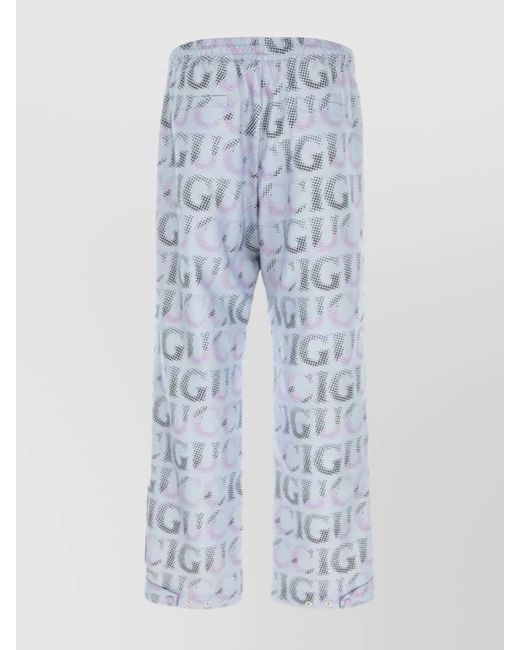 Gucci Blue Printed Wide-Leg Trousers for men