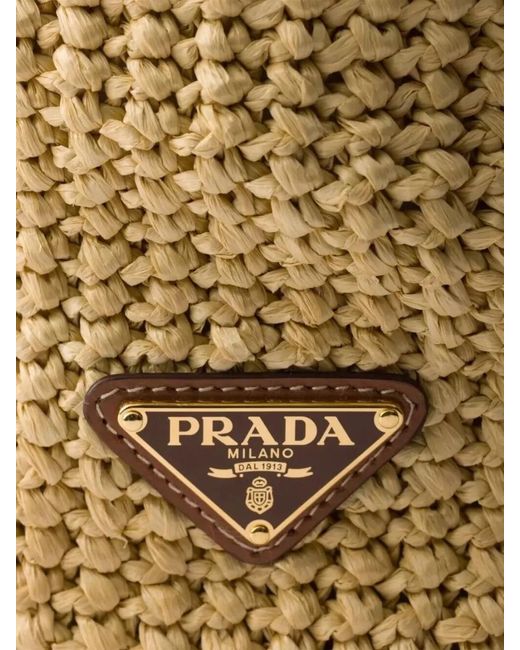 Prada Natural Crochet Tote Bag Rectangular Shape Handles
