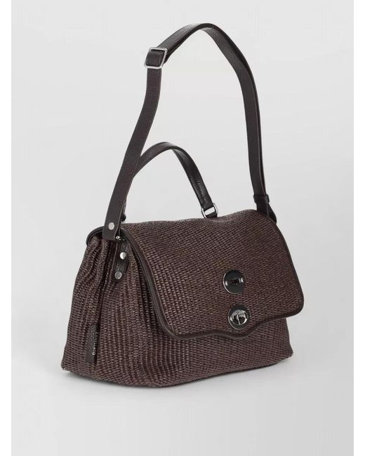 Zanellato Brown Woven Texture Tote Bag Top Handle Shoulder