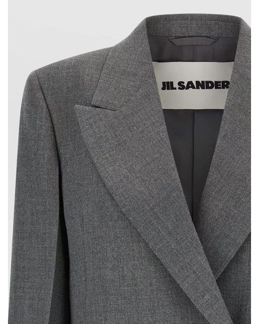 Jil Sander Gray Wool Blazer Single Breasted Structured Shoulders