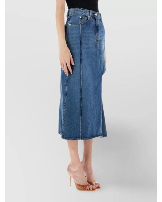 McQueen Blue Denim High-Rise Cutout Midi Skirt