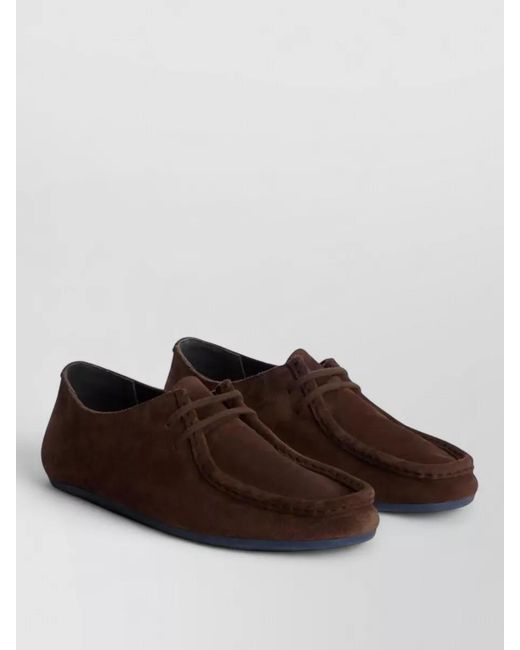 Jil Sander Brown Hood Suede Moccasin Lace Up Loafers