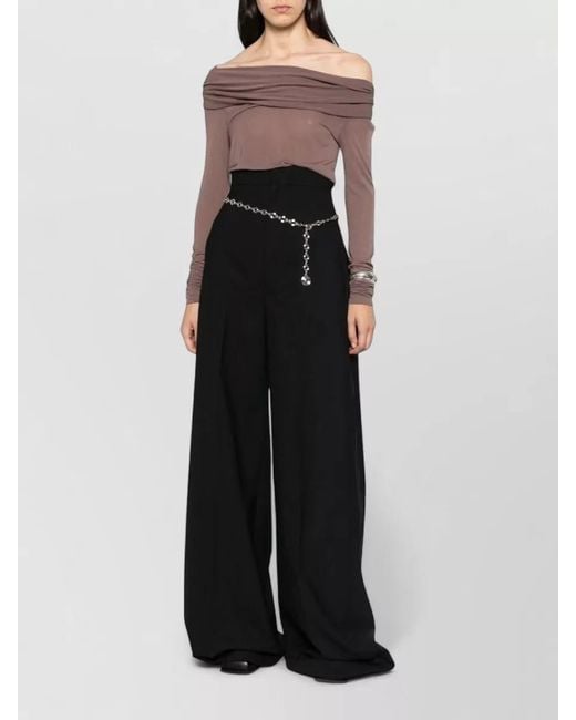 Rick Owens Multicolor Off Shoulder Long Sleeve Draped Top