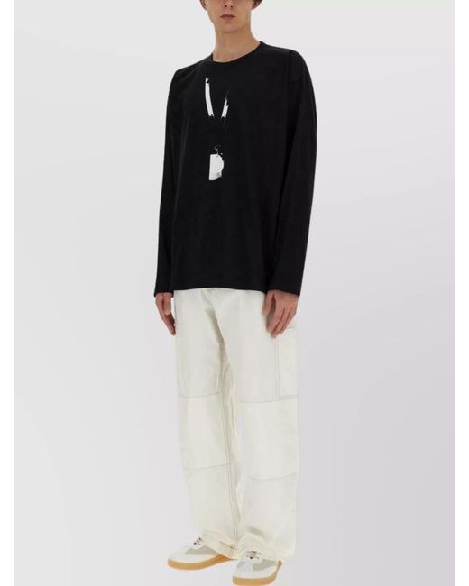 MM6 by Maison Margiela Black Cotton Wide-Leg Trousers for men