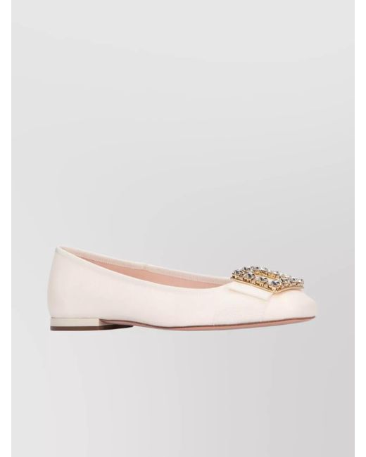 Roger Vivier Natural Leather Crystal-Embellished Ballerina Shoes