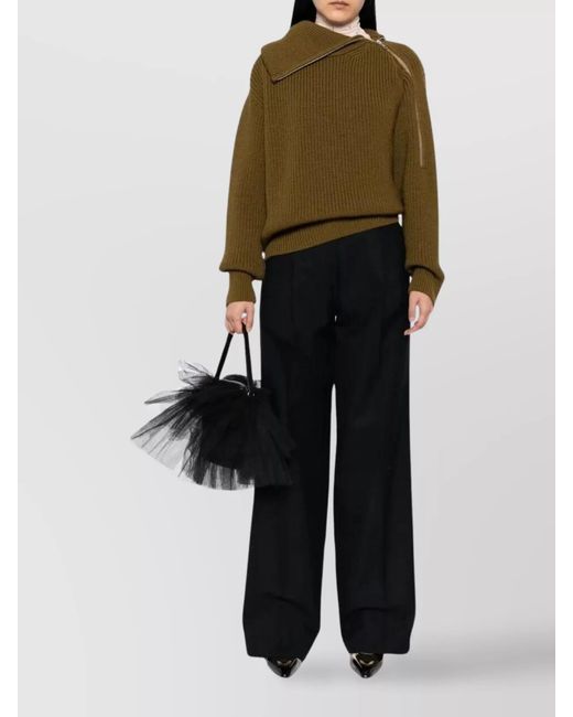 Dries Van Noten Black Wool Wide-Leg Trousers