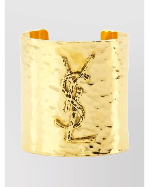 Saint Laurent Metallic Hammered Metal Cuff Bracelet