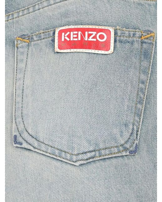 KENZO Blue Denim High-Rise Thigh-Length Shorts