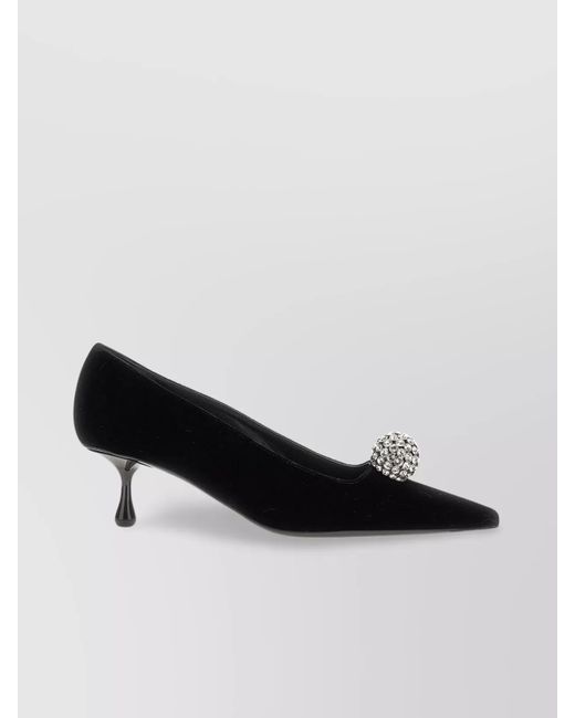 Jimmy Choo Black Embellished Kitten Heel Pointed Toe Pumps