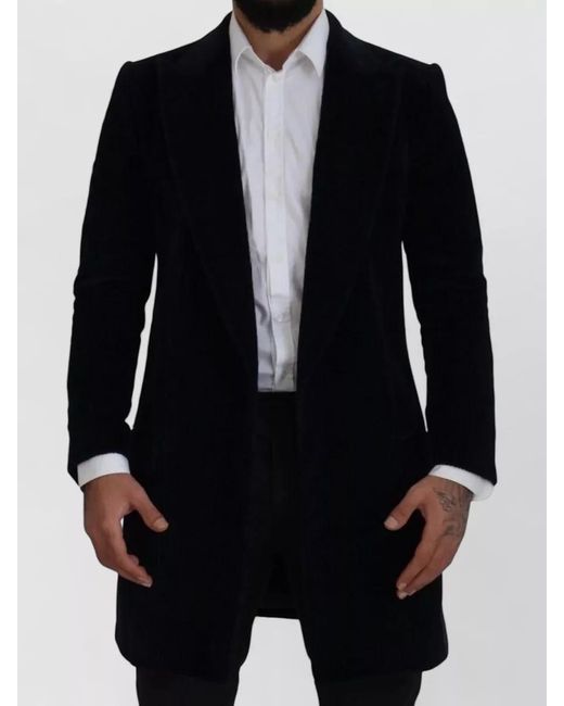 Dolce & Gabbana Black Cotton Slim-Fit Single-Breasted Coat for men