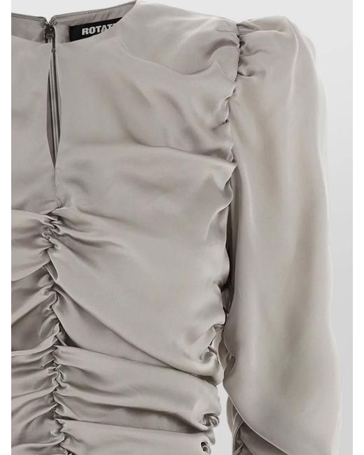 ROTATE BIRGER CHRISTENSEN Gray Mini Dress Long Sleeves Bow Ruched Hem