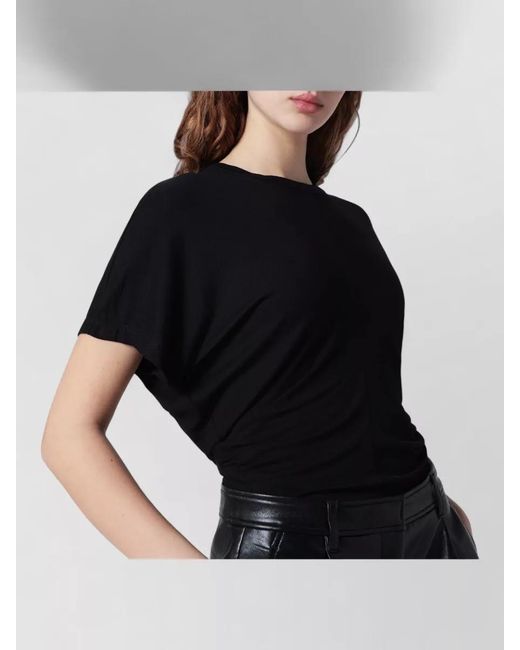 Anine Bing Black Short Sleeve Round Neck Relaxed Fit Top