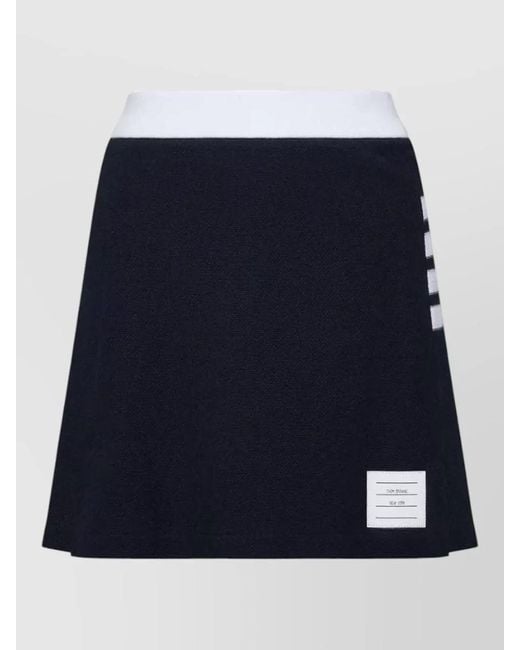 Thom Browne Blue Textured Cotton Box Pleat Mini Skirt