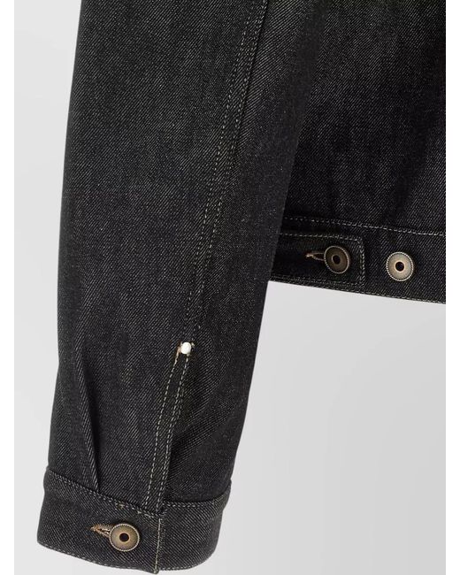 Lemaire Black Denim Style Trucker Jacket Chest Pockets for men
