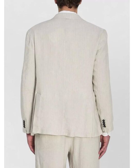 Barena White Herringbone Single-Breasted Blazer for men