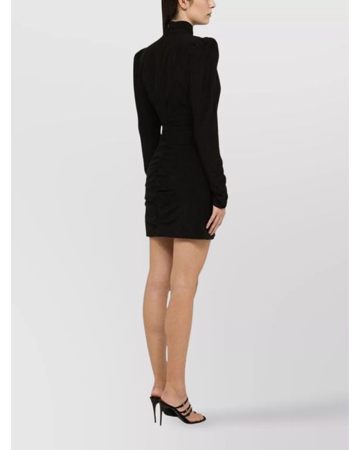 Alessandra Rich Black Silk Draped Mini Dress