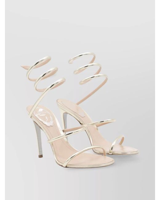 Rene Caovilla Natural Metallic Spiral Strap Sandals