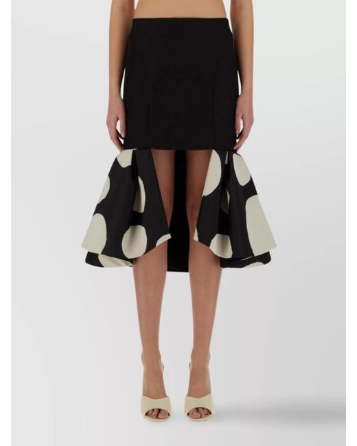 Nina Ricci Black Midi Skirt Double Ruffles High Waist