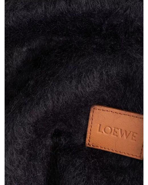 Loewe Black Brushed Wool Scarf