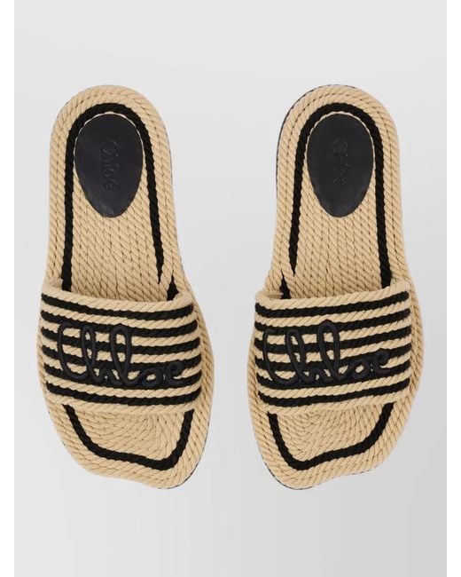 Chloé Metallic Braided Rope Flat Sole Open Toe Slides