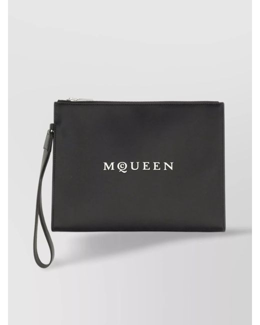 Alexander McQueen Black Clutch Bag Leather Wrist Strap for men