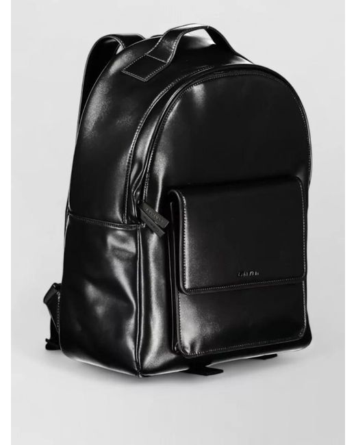 Calvin Klein Black Faux Leather Backpack for men