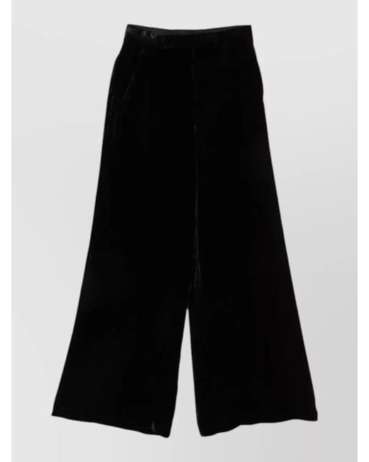 Rick Owens Black High Waist Velvet Tailored Wide Leg Pants