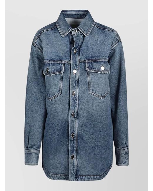 ARMARIUM Blue Denim Cotton Jacket Collared Neck Chest Pockets