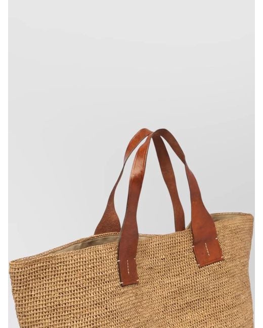 IBELIV Brown Tote Bag Dual Handles Woven Texture