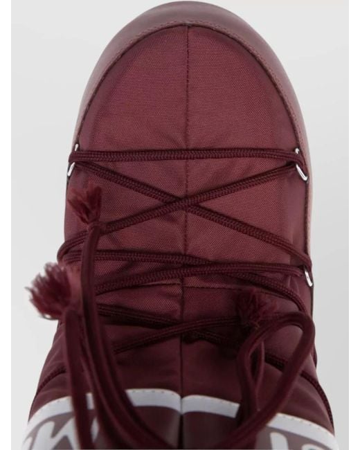 Moon Boot Red Boot Flat Sole High Shaft Round Toe