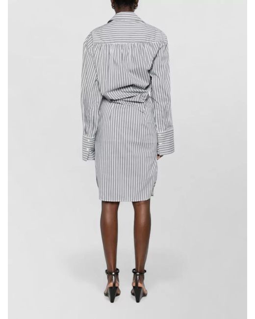 IRO Gray Striped Wrap Knee-Length Dress