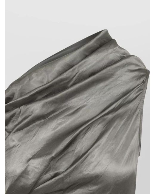 Rick Owens Gray Firbanks Draped Midi One Shoulder Dress