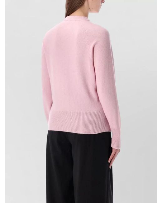 Balmain Pink Cashmere Wool Relaxed-Fit Ribbed-Trim Buttoned Cardigan