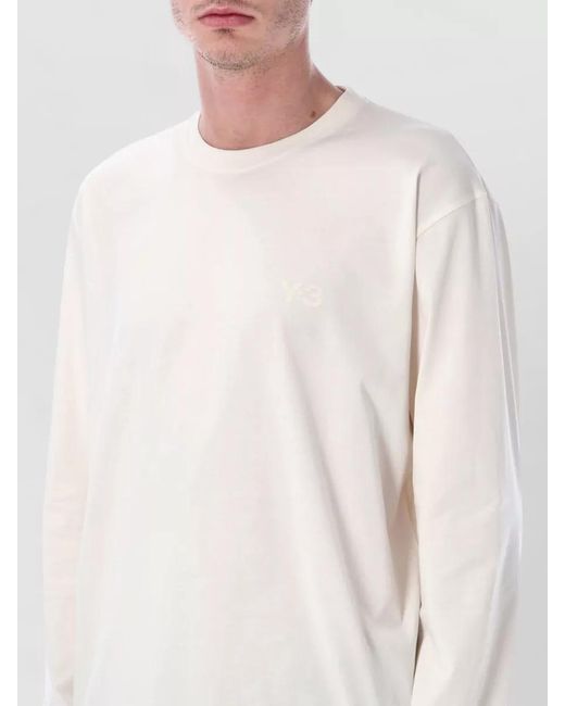 Y-3 White Long Sleeve Jersey T-Shirt Cotton Tshirt for men
