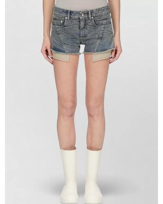 Rick Owens Gray Denim Cutoff Shorts